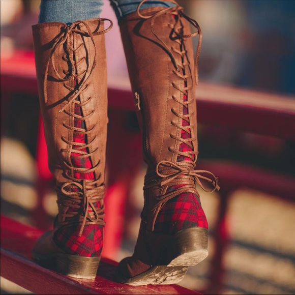 Buffalo Plaid Lace Up Boots - Picture 4 of 4